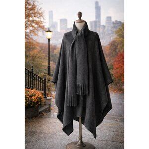 Inca's Inc Peru Alpaca Cape With Scarf OS M/L NEW Matching Gloves